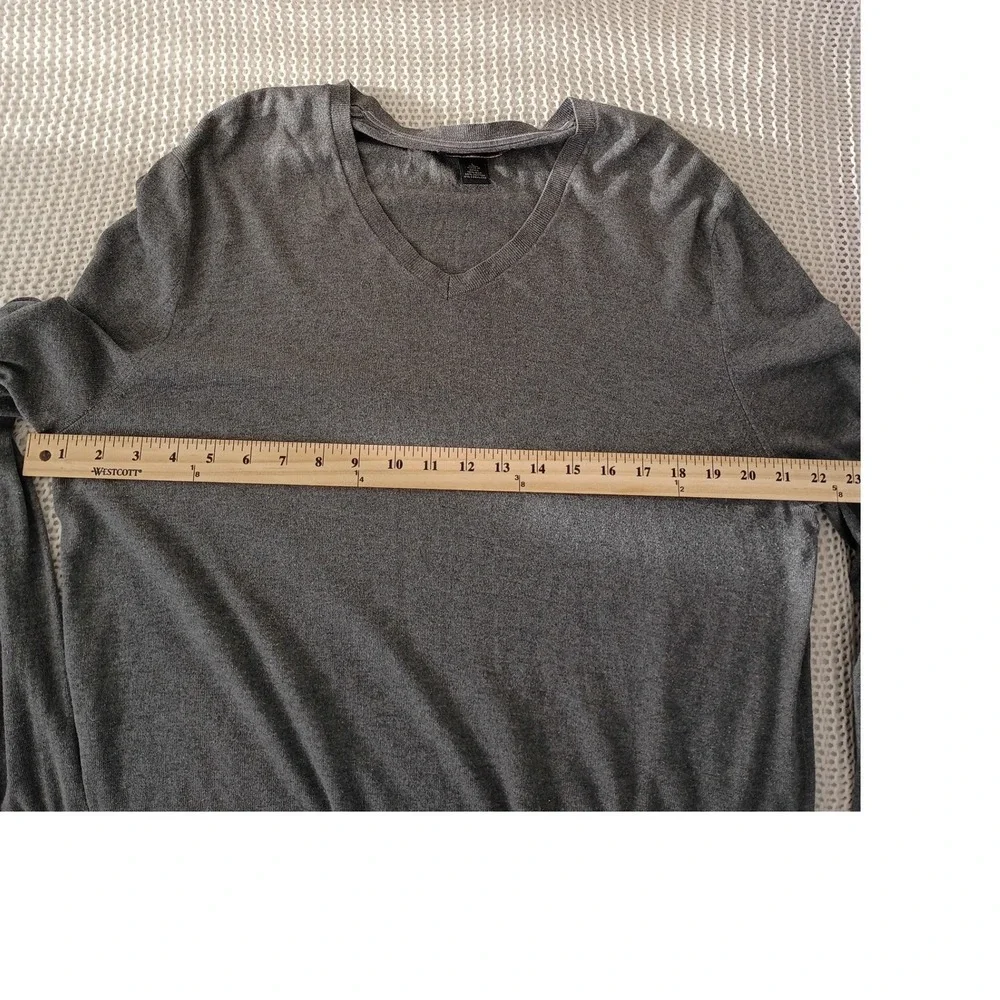 Banana Republic Mens V Nk Sweater Luxury Blend Silk Cotton Cashmere Gray‎ Size L